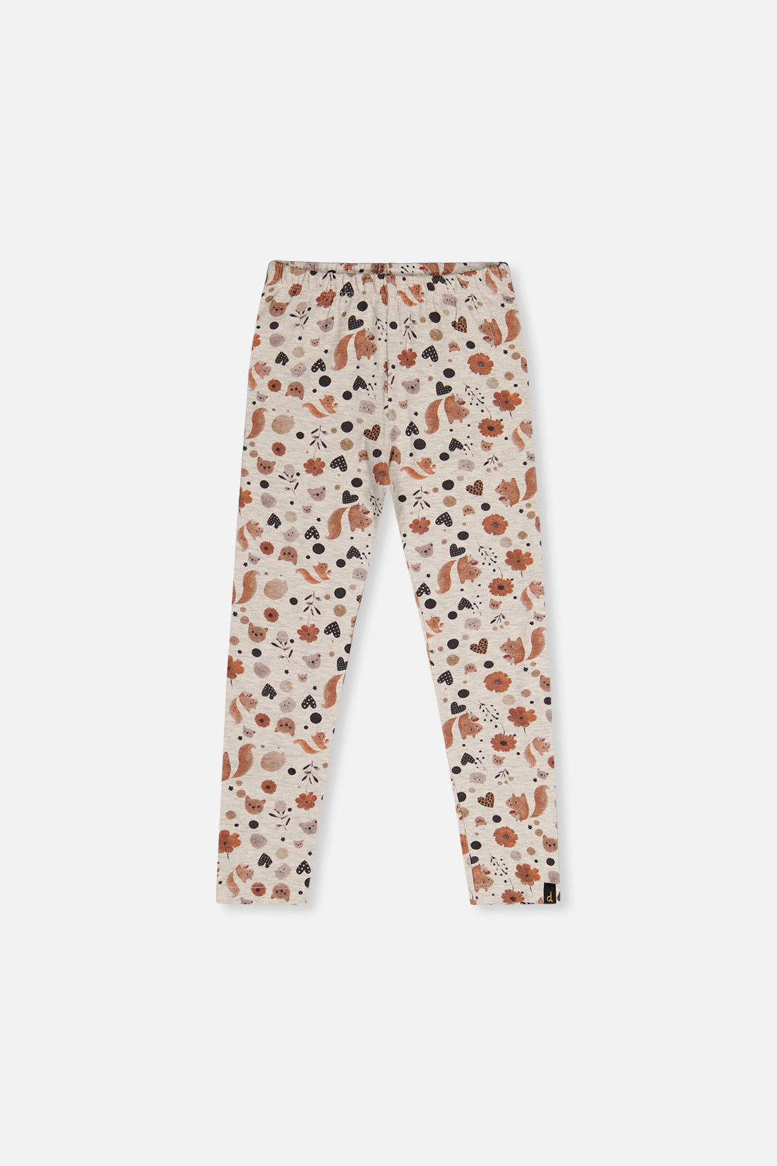 Deux par Girls Squirrel & Floral Print Organic Cotton Leggings