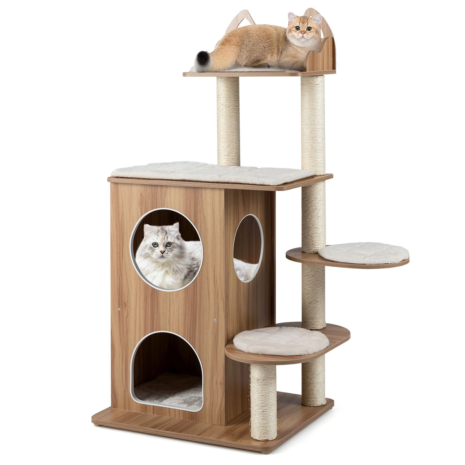 SlickBlue 48 Inch Multi-Level Cat Tree with 2-Tier Condo & Perches