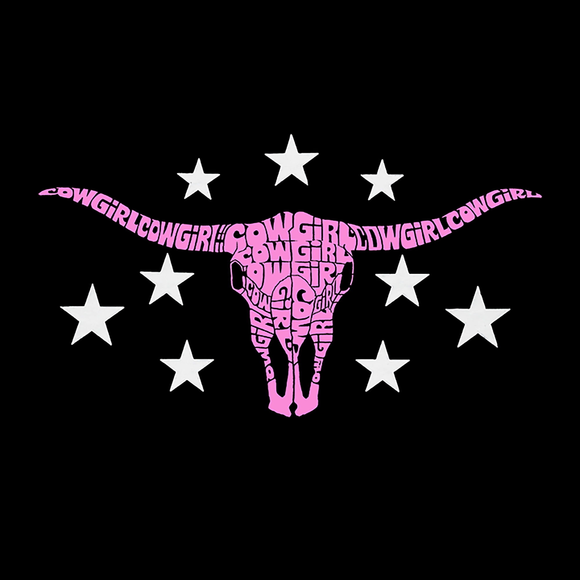 LA Pop Art Cowgirl Cowskull - Women's Word Hooded Sweatshirt