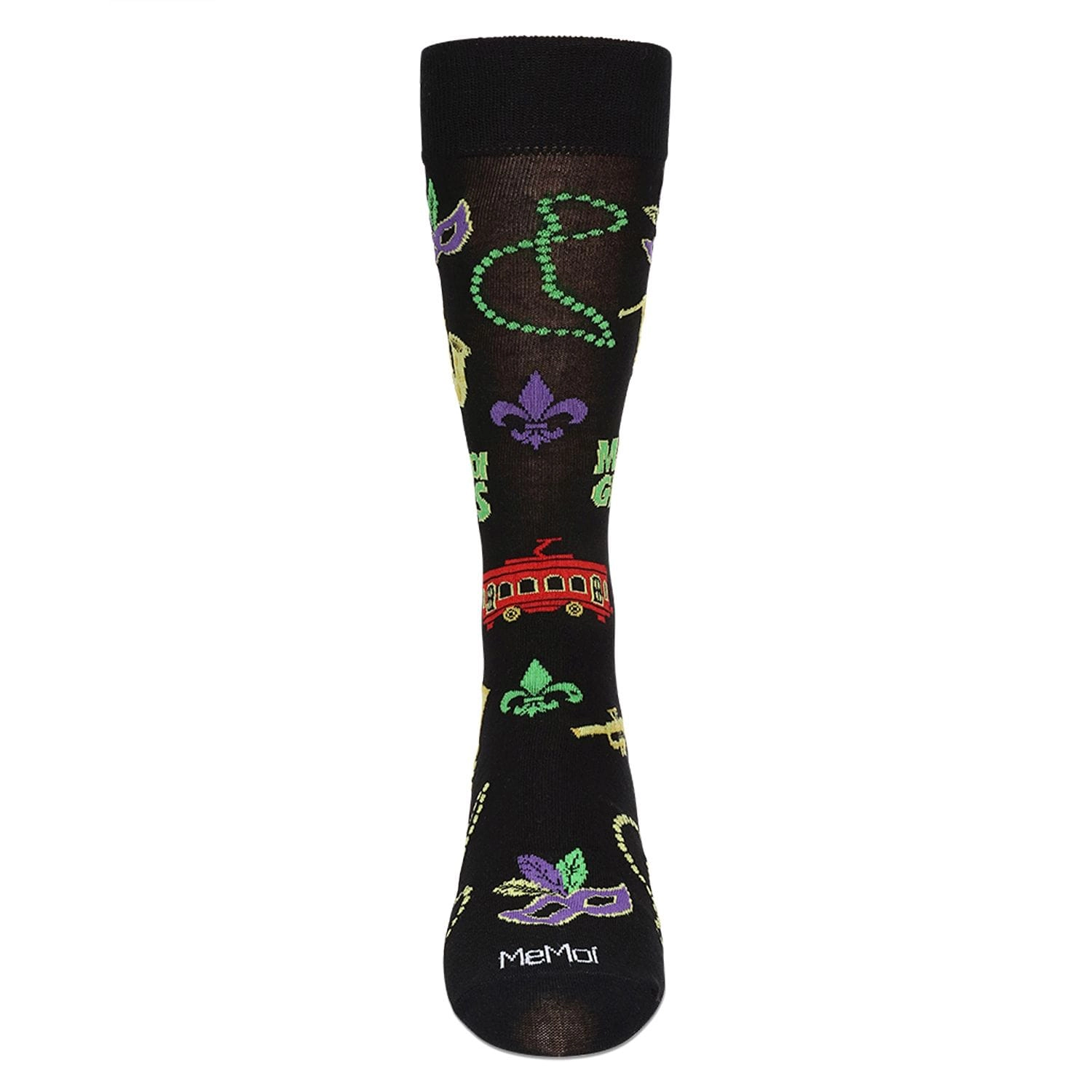 Memoi Men's Mardi Gras Bamboo Crew Socks