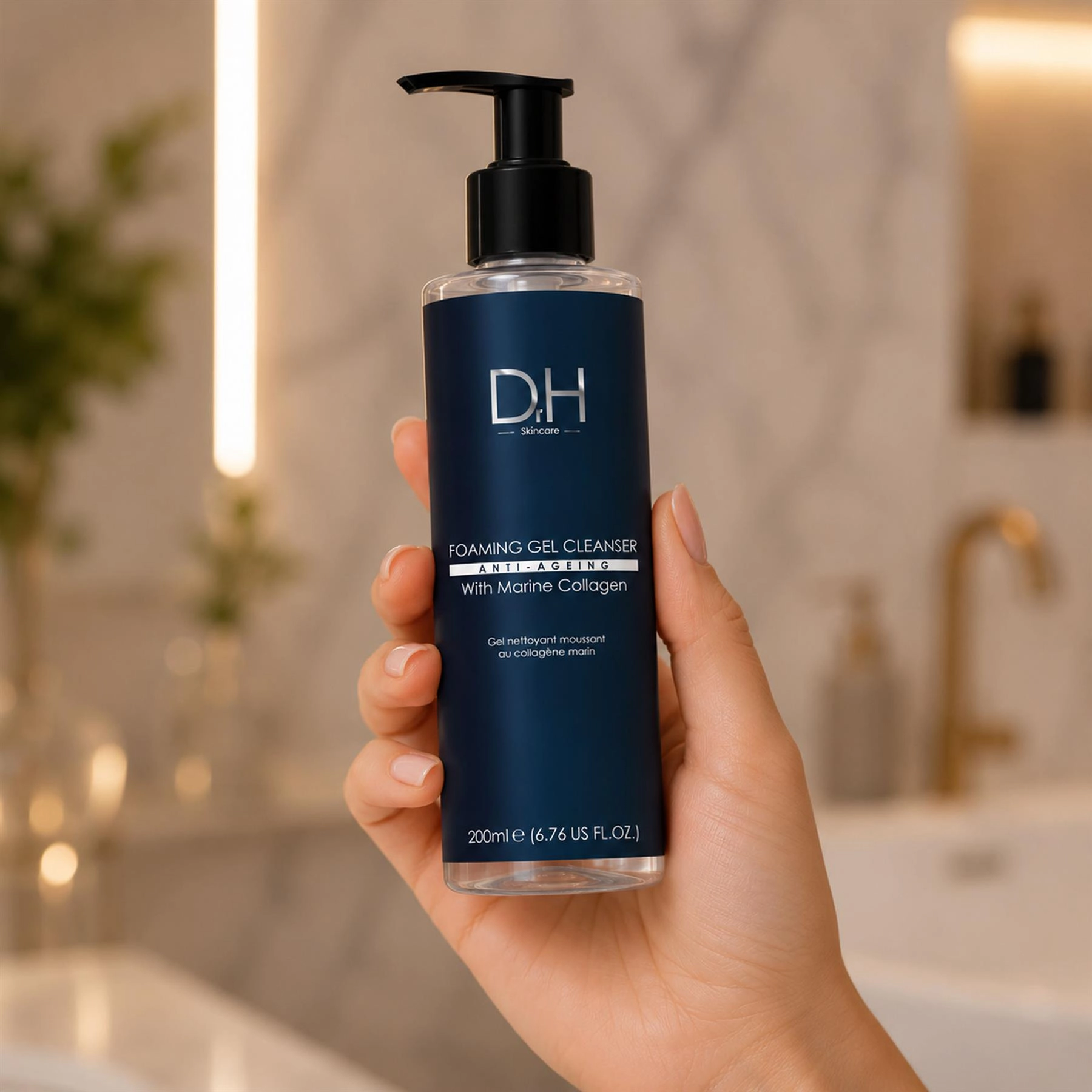 Dr H Foaming Gel Cleanser with Marine Collagen for Acne, Pores & Brightening 6.8 oz
