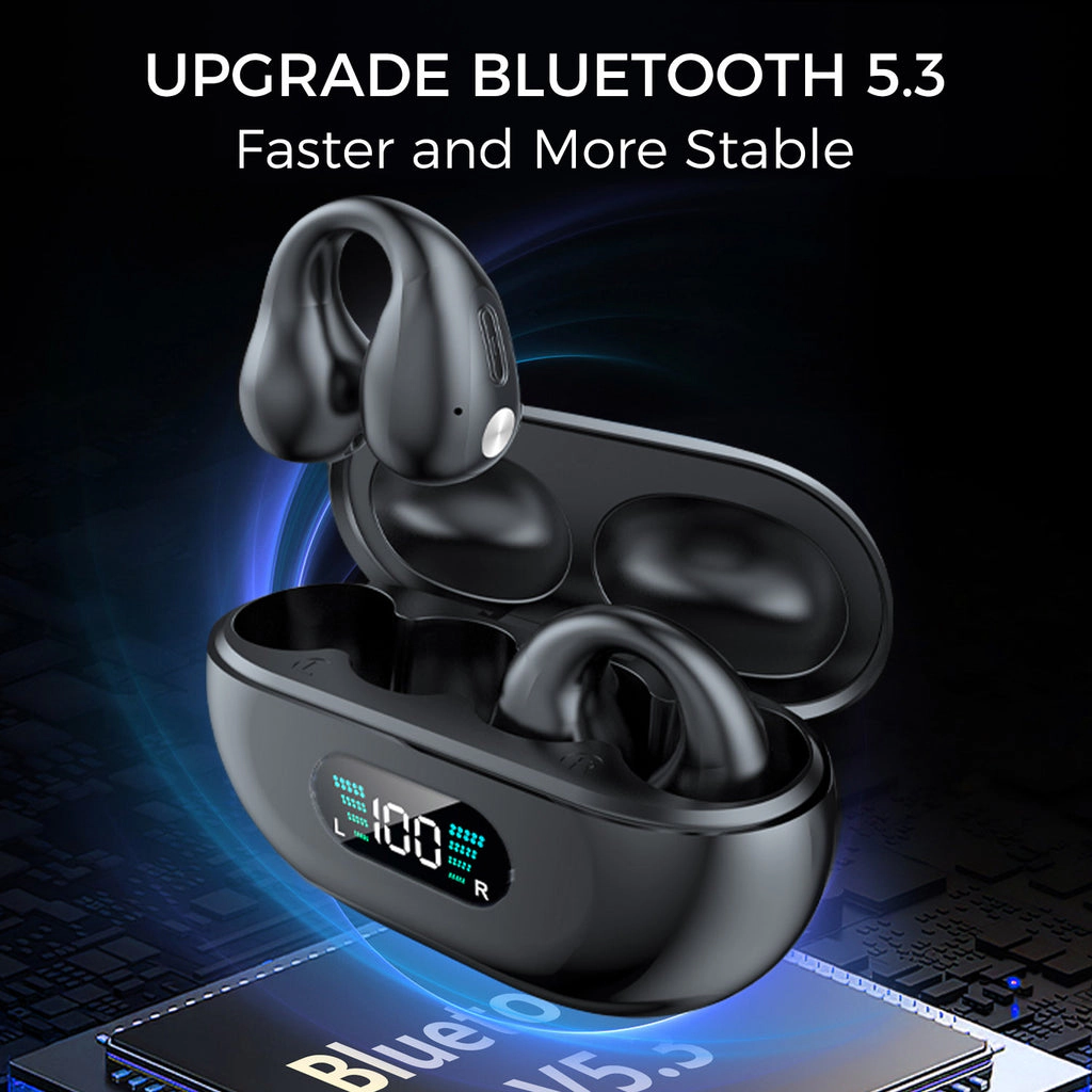 Alpha Digital - Unisex Bluetooth 5.3, Comfortable, 18Hr Playtime Clip-on Earbuds