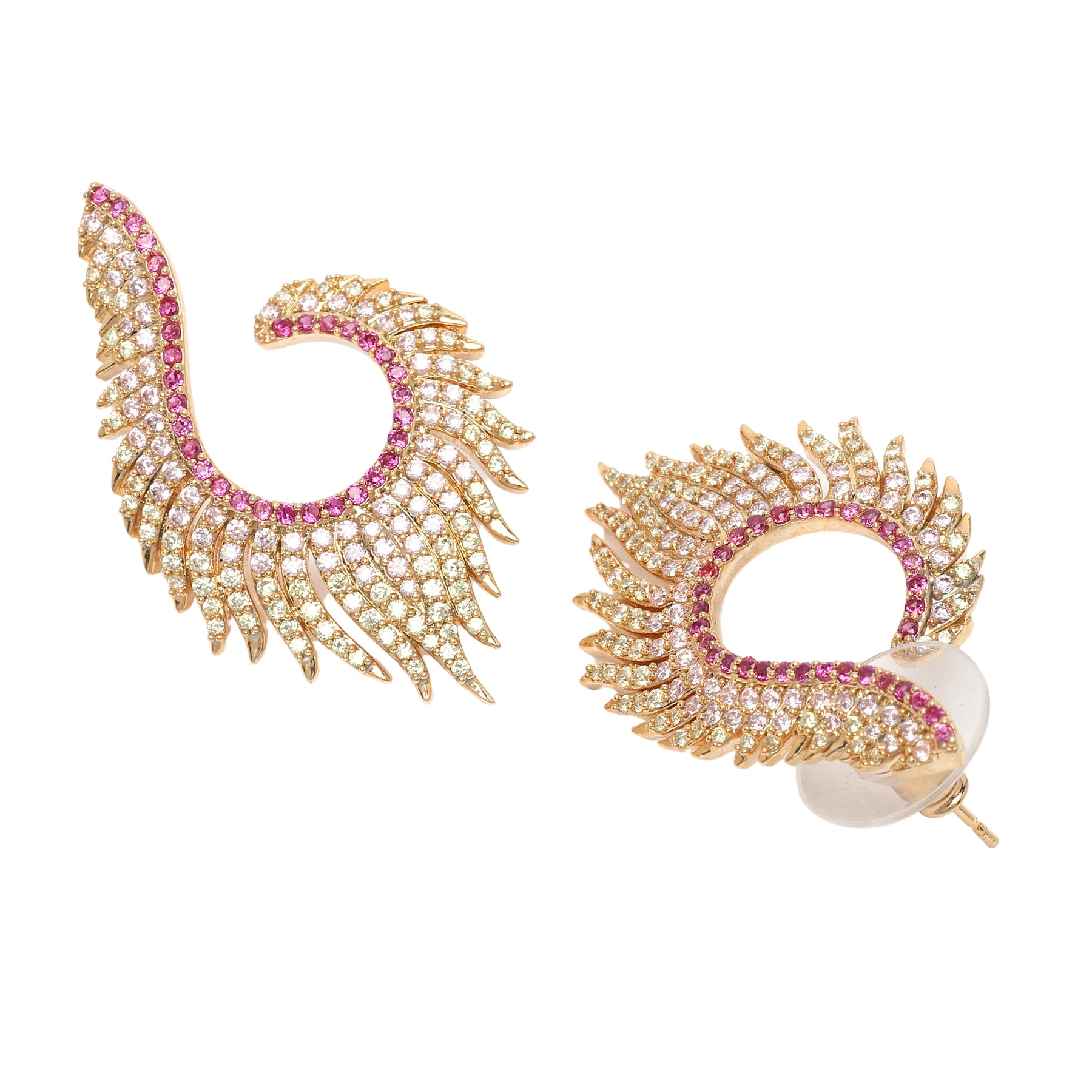 AGP PARIS Womens Diva Gorgeous Feather Stud Earrings