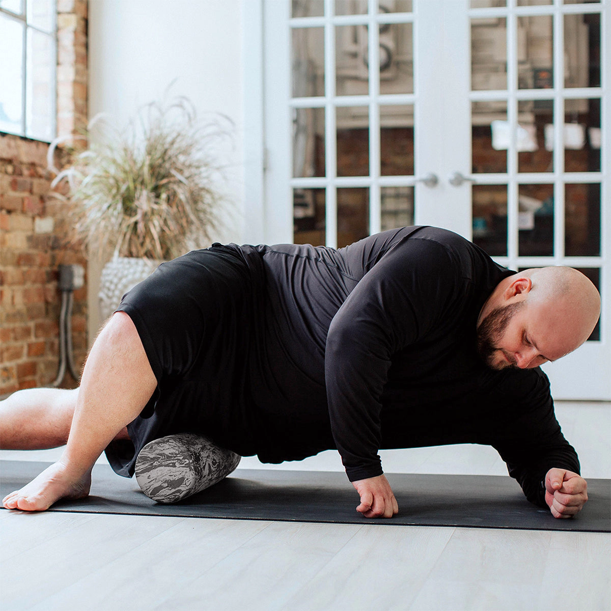 Hugger Mugger Yoga Foam Roller - High-Density EVA, Storm Marbled