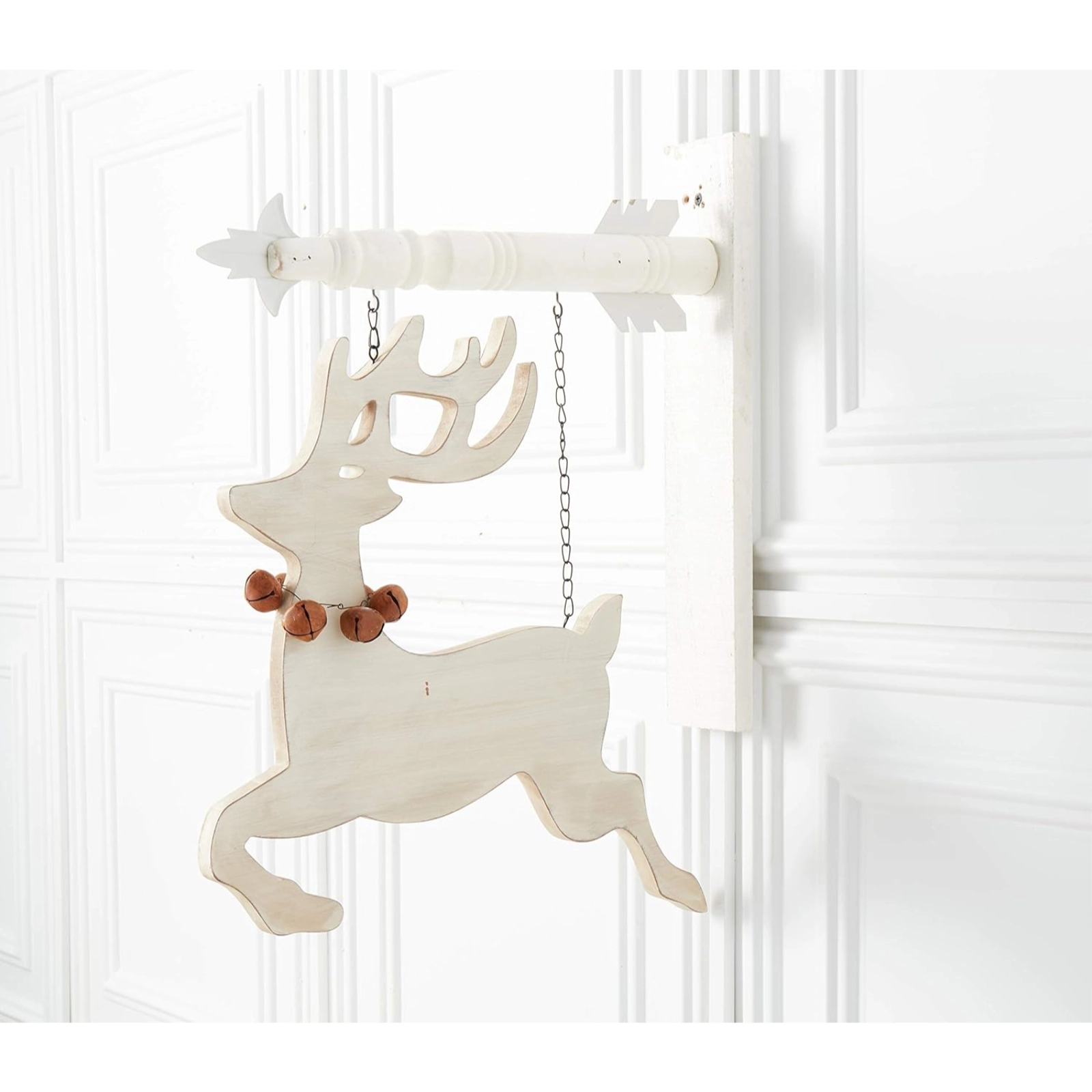 K&K Interiors Wood Cutout Reindeer Christmas Arrow Replacement Sign 17 x 17 inch - Arrow Sold Separately