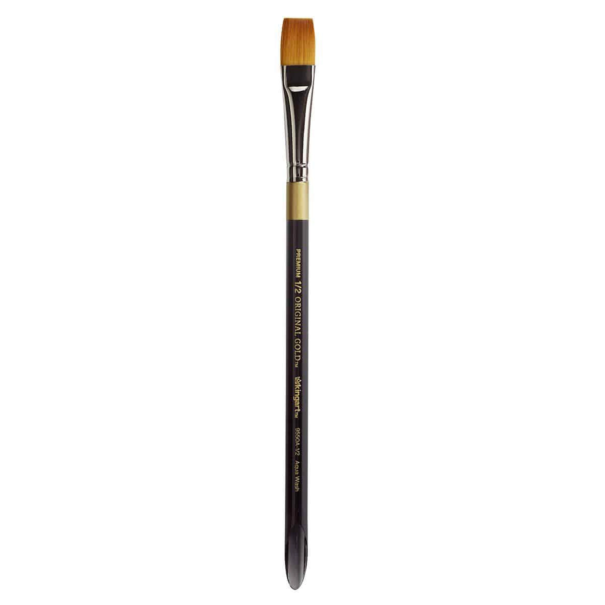 KINGART Original Gold 9550A Square Wash Brush - Acrylic Handle Golden Taklon