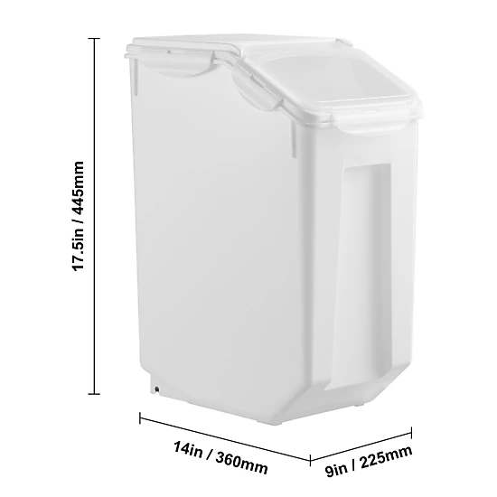 HONGGE Rice Storage Container Dog Food Dispenser Bin with Airtight Lid