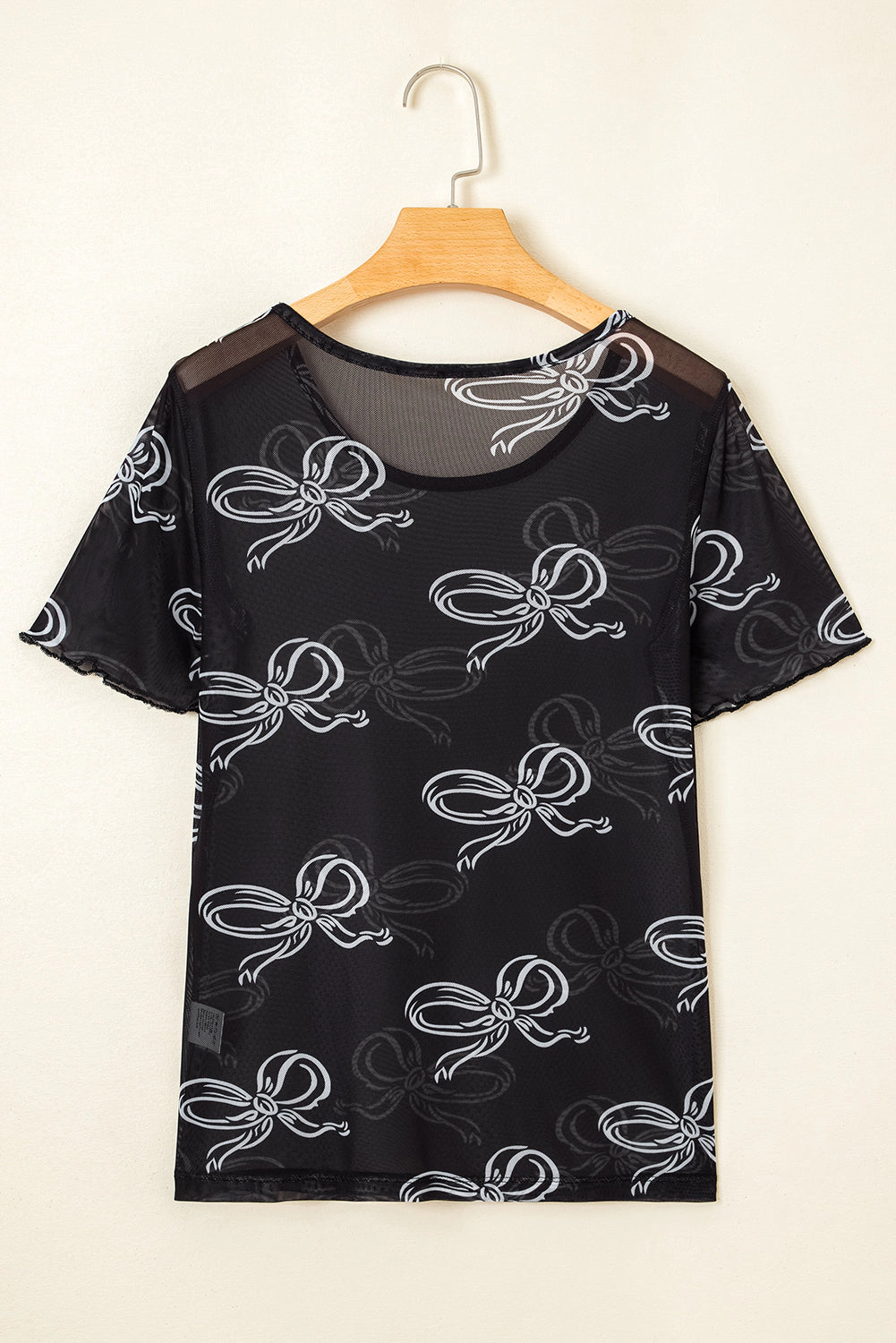 Threaded Pear Women's Maddie Bow Mesh Short Sleeve Top