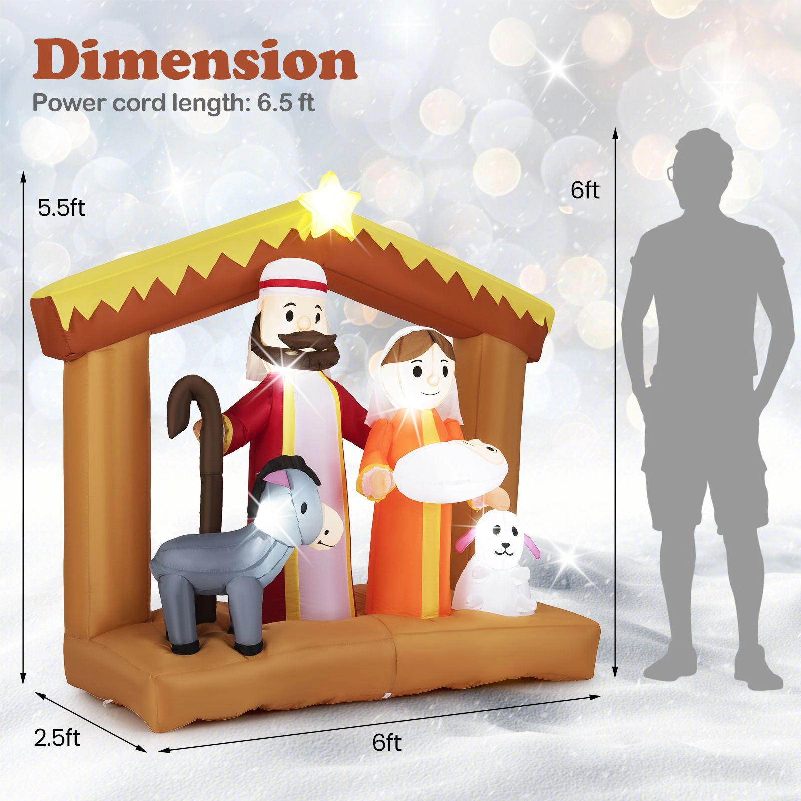 SlickBlue 6FT Christmas Nativity Scene Inflatable with LED Lights