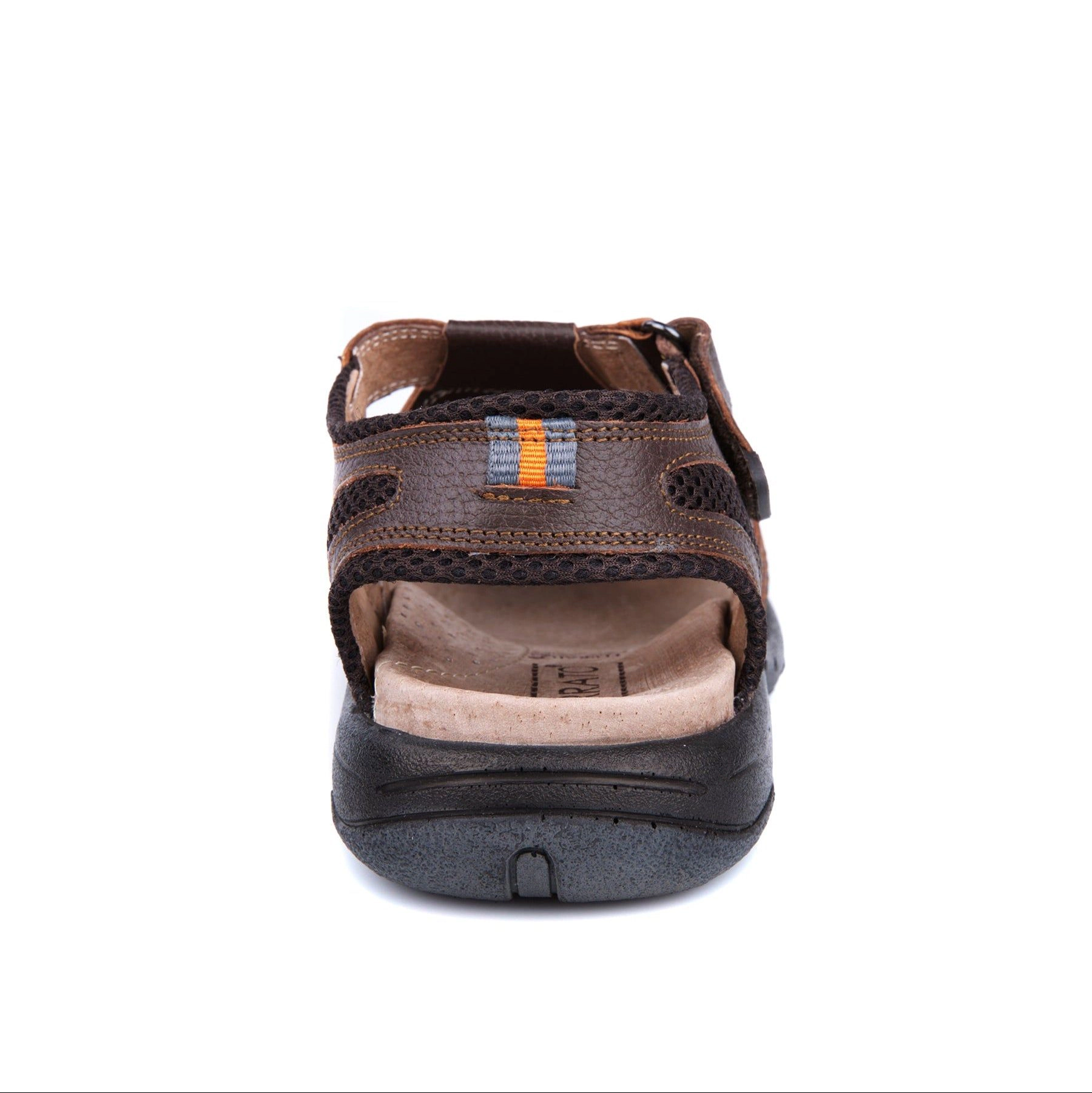 Ferrato Mens Leather Sandals - Hook and Loop Rubber Sole