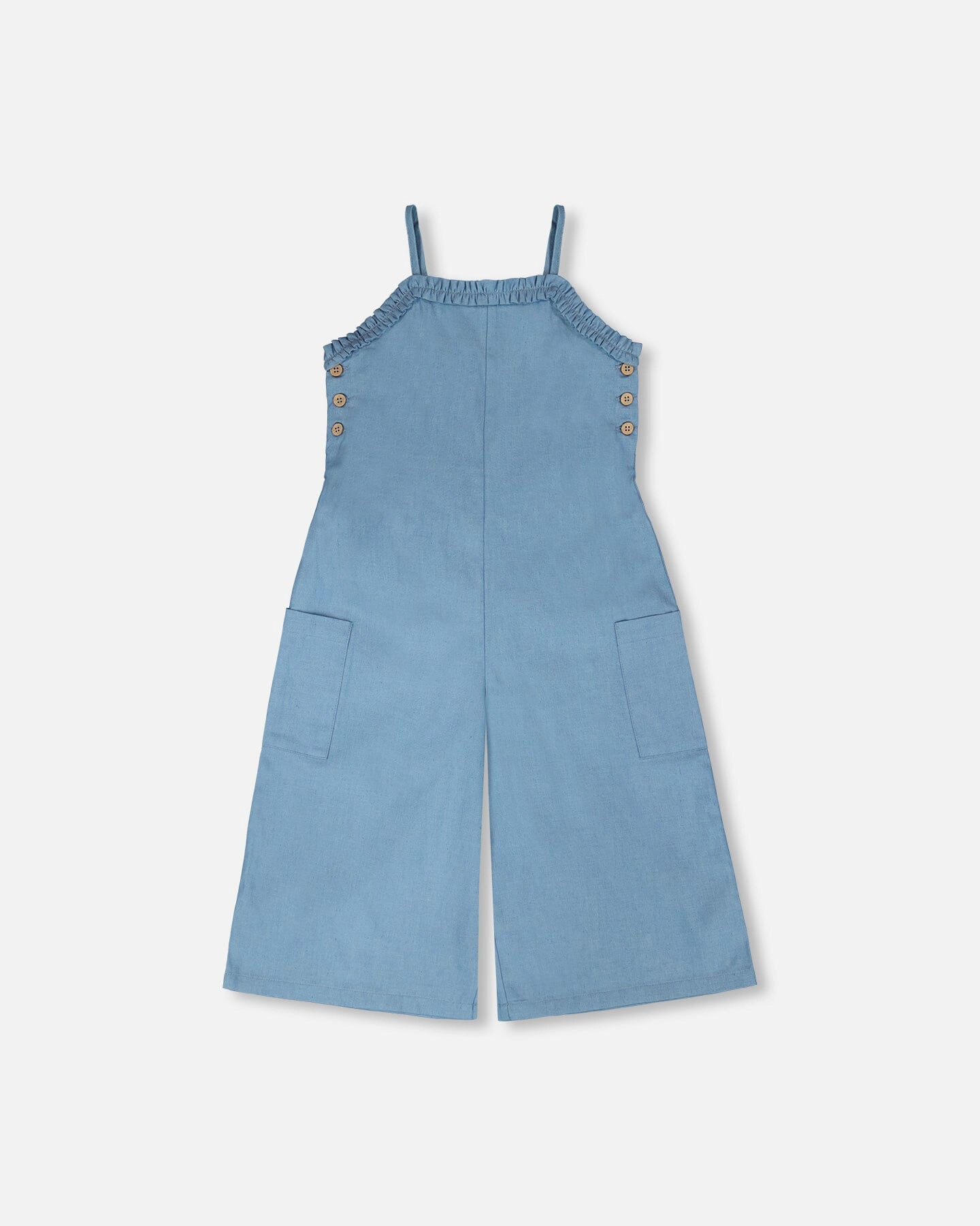 Deux par Deux Girls Chambray Frilled Jumpsuit