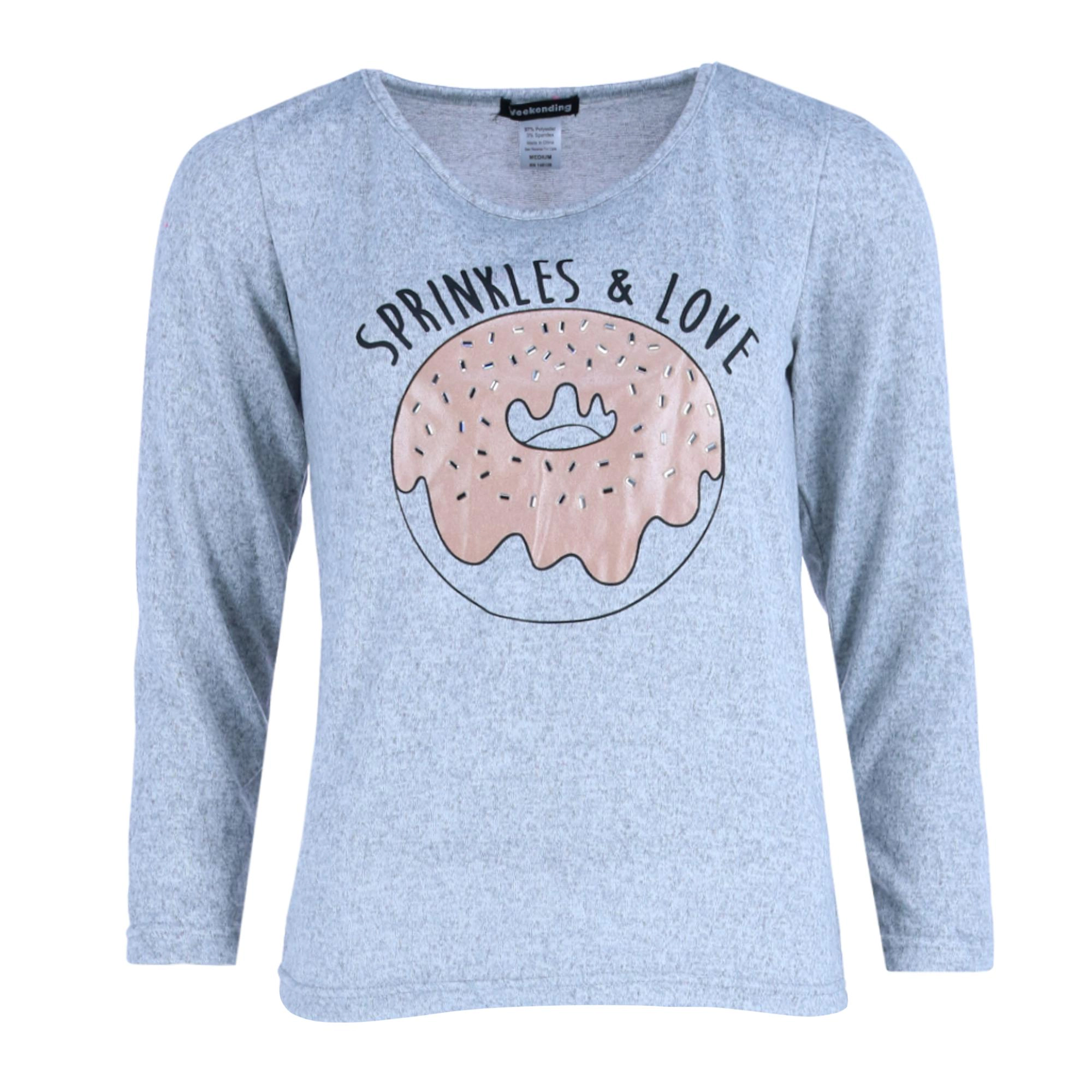 Weekending Women's Knit Donut Top & Plush White Jogger Set
