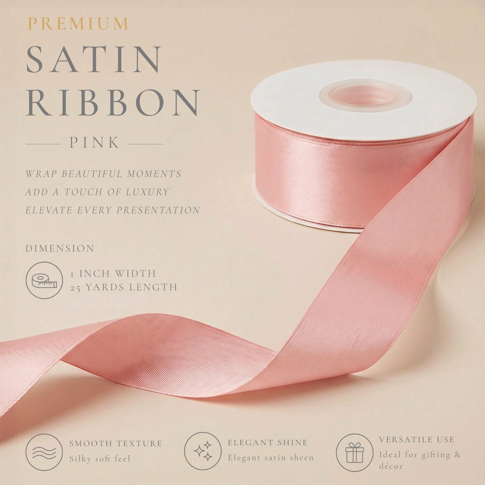 Wrapables Satin Ribbon 1 Inch x 50 Yards (Set of 2), For Gift Wrapping, Floral Bouquets, DIY Crafts, Pastel