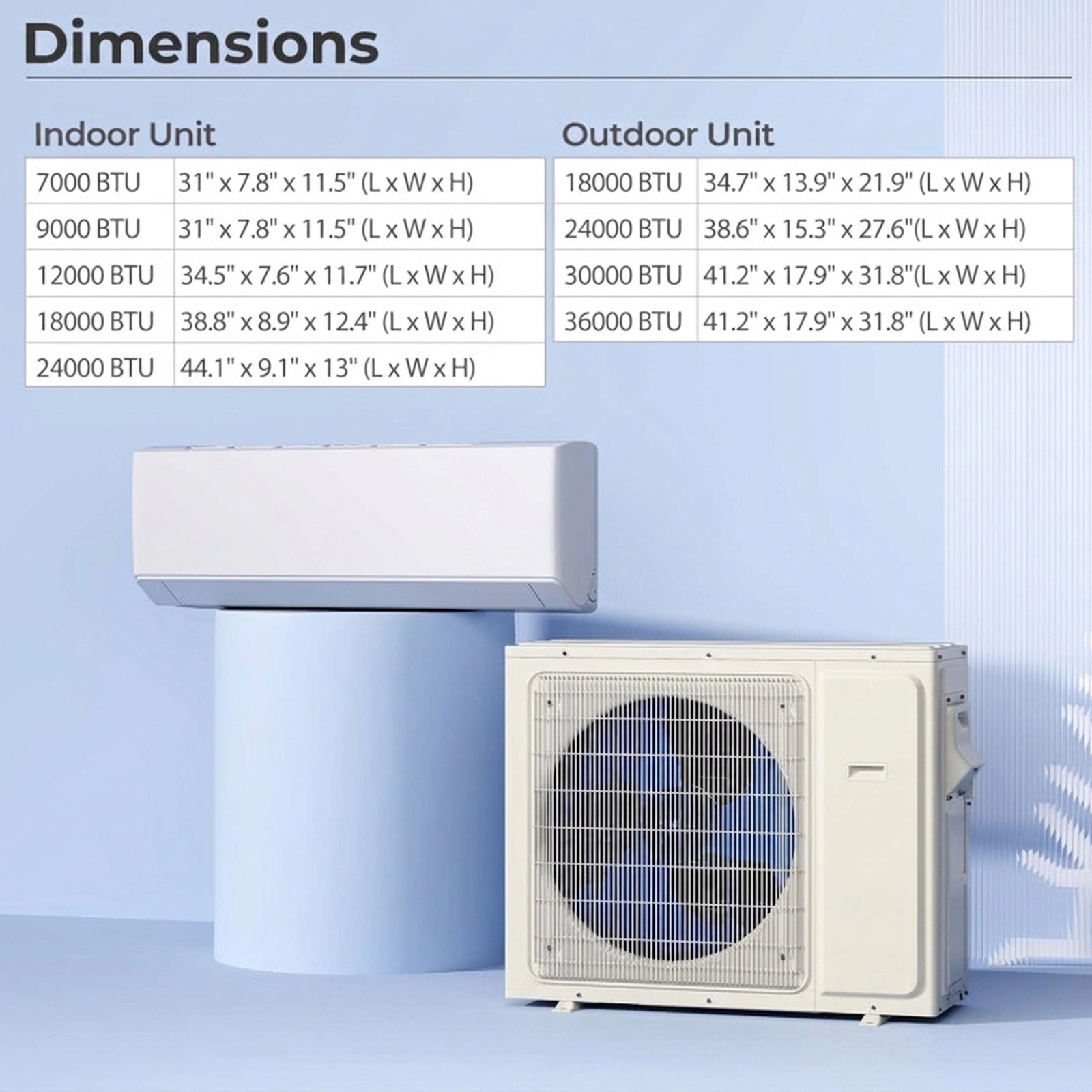 SUGIFT 24000-BTU 3-Zone 23-SEER2 208-230V WiFi Ductless Mini Split Air Conditioner Heat Pump 7K + 9K + 12K