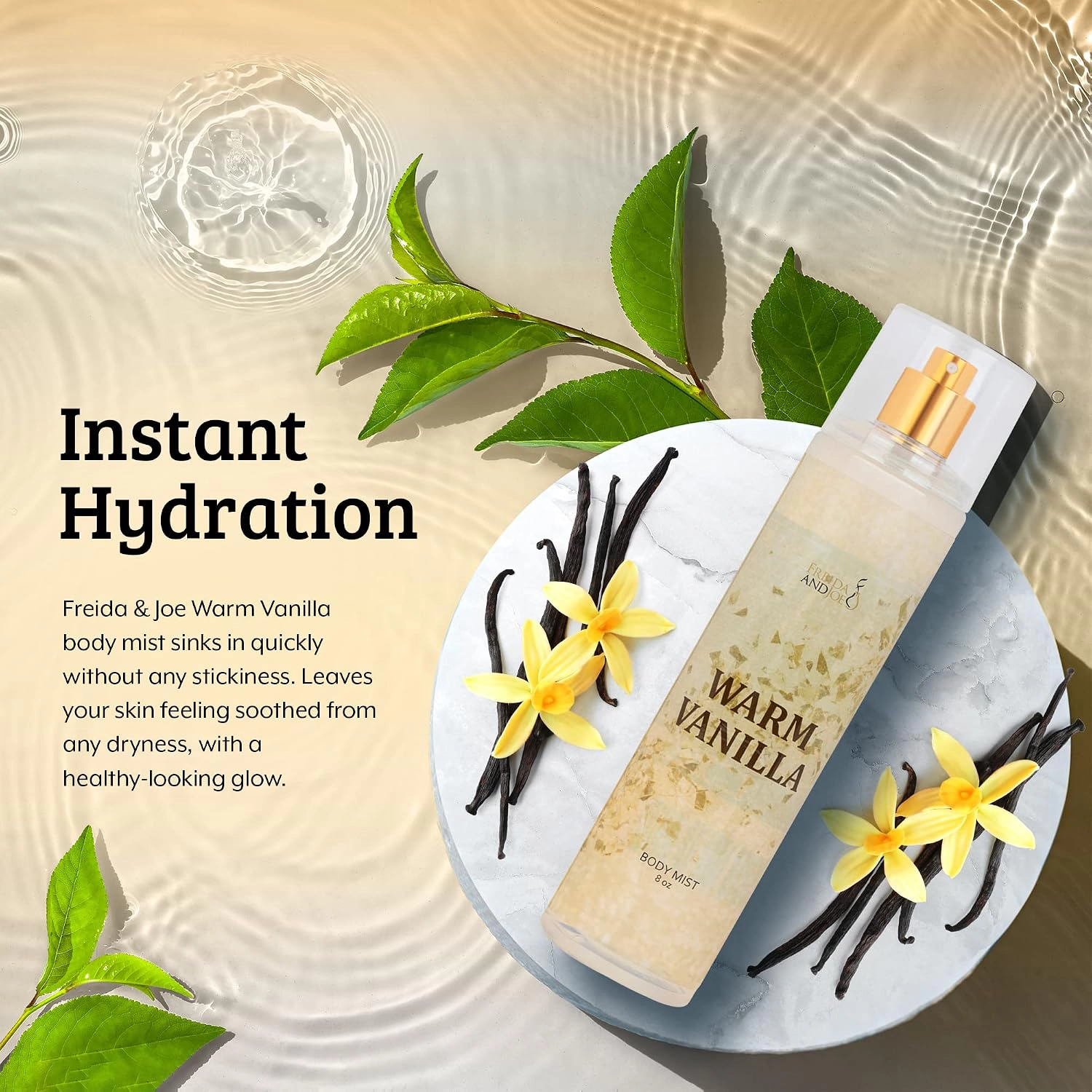 Freida & Joe Warm Vanilla Fine Fragrance Body Mist In 8oz Spray Bottle