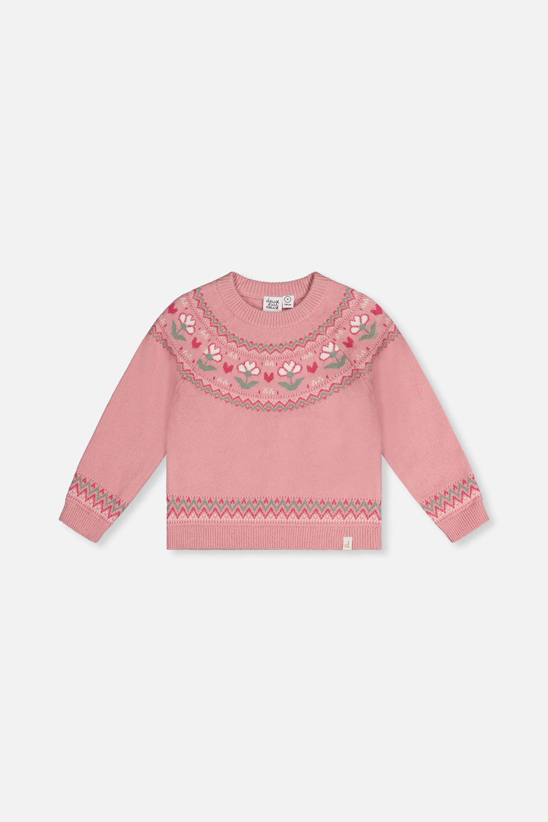 Deux par Girls Sweater with Flower Jacquard