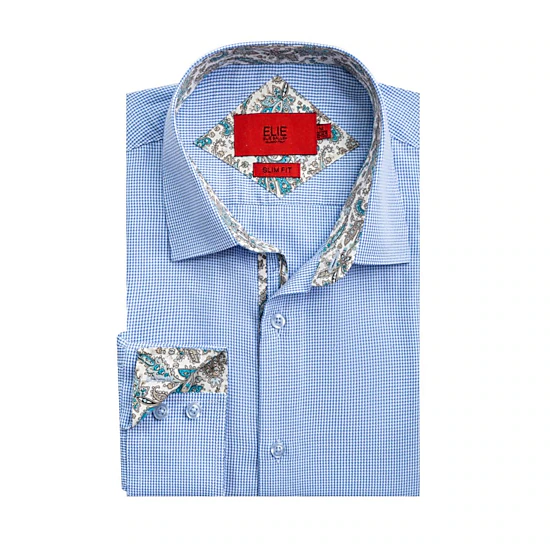 Elie Balleh Boys Slim Fit Houndstooth Button-Down Shirt