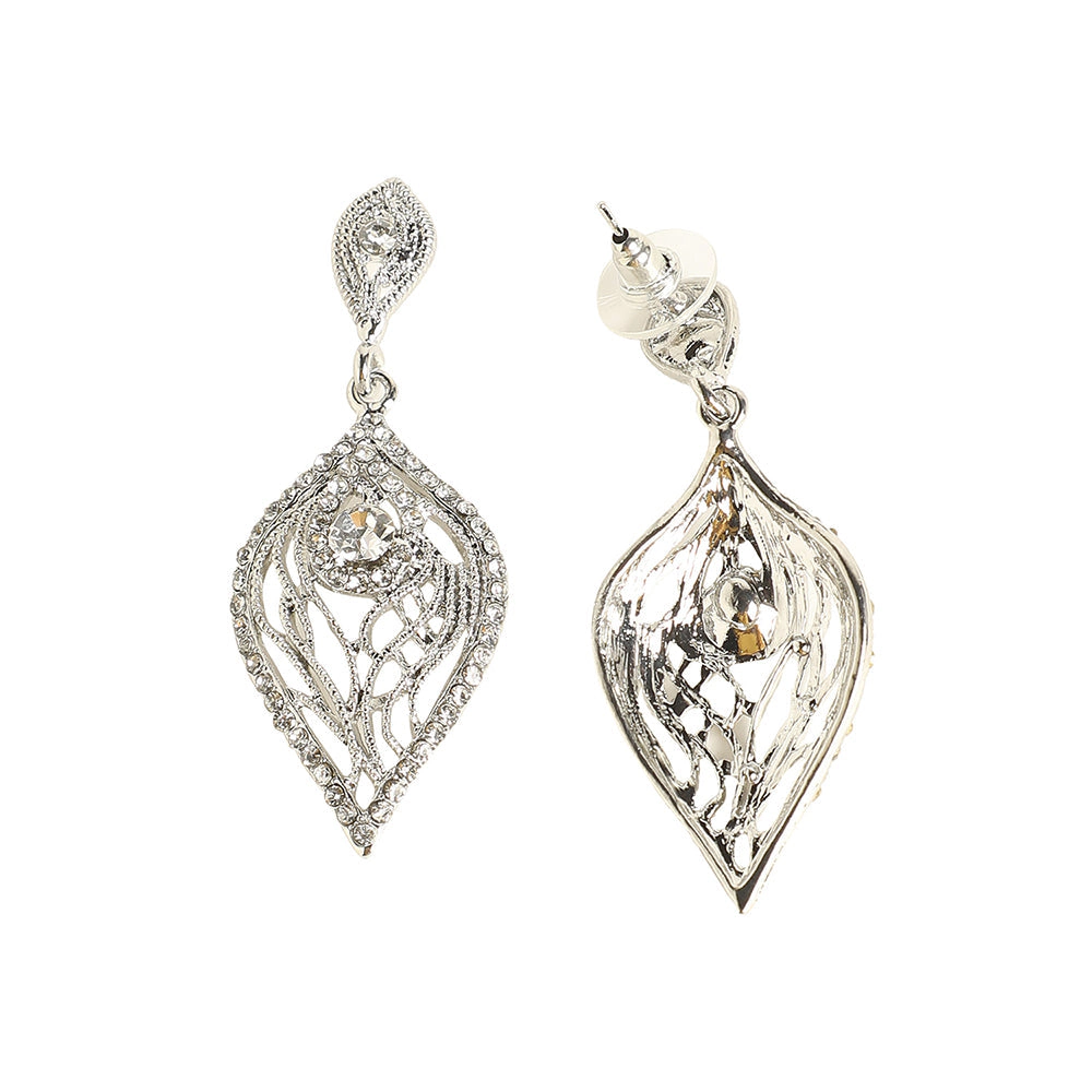 SOHI Women's Intricate Leaf Drop Earrings
