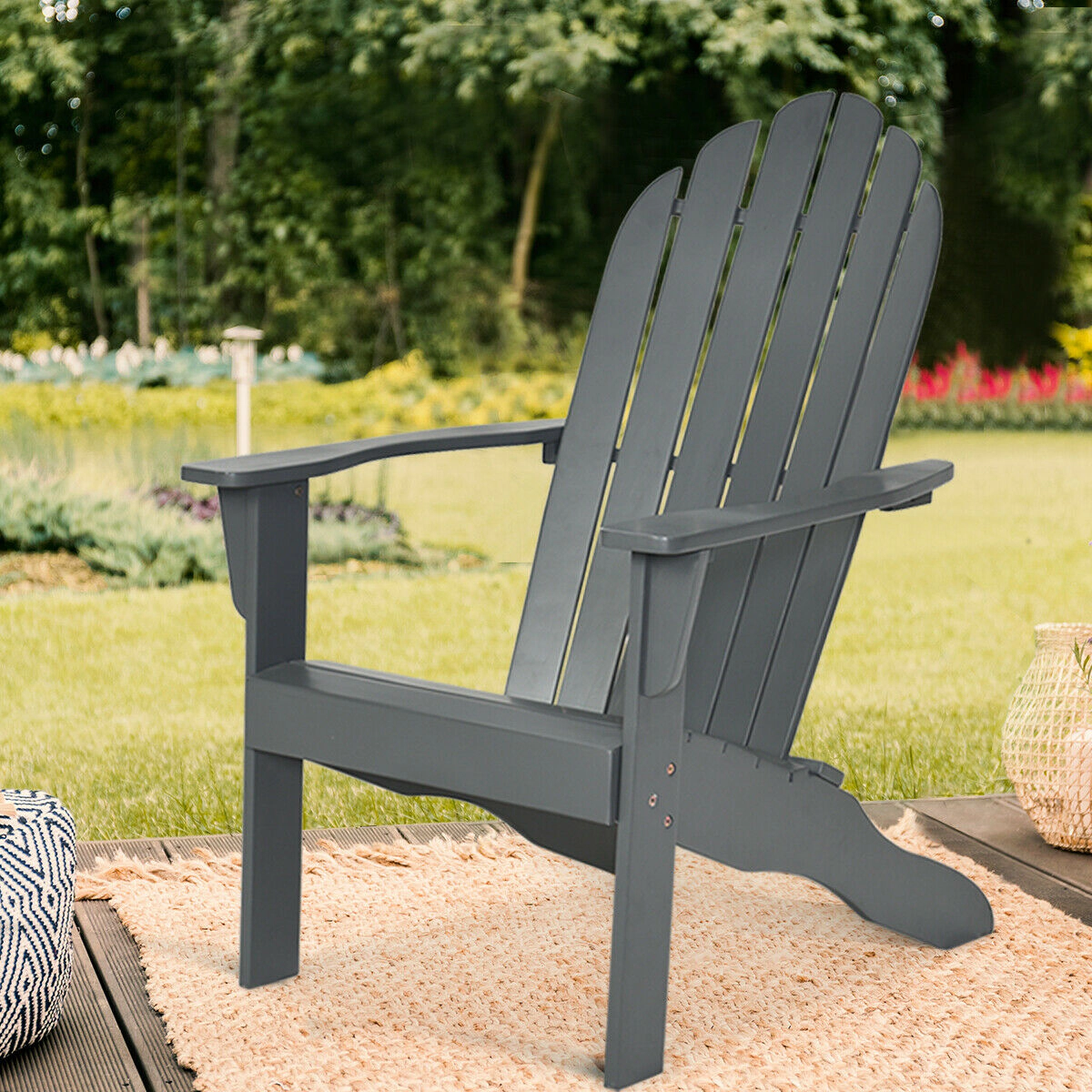 Hivvago Ergonomic Patio Chair Crafted with Durable Acacia Wood