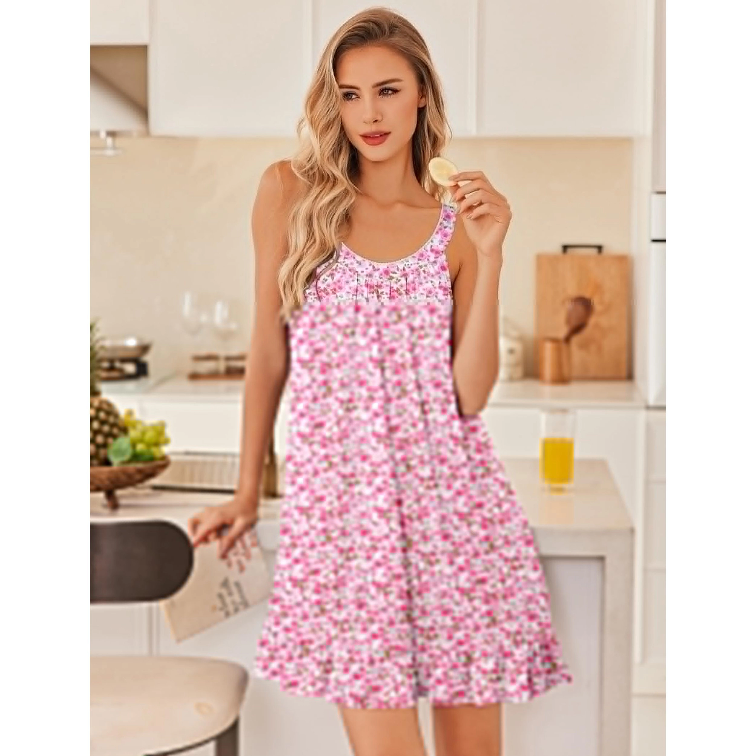 Ekouaer Nightgowns for Women Sleeveless Night Gown V Neck Sleep Shirt Chemise Soft