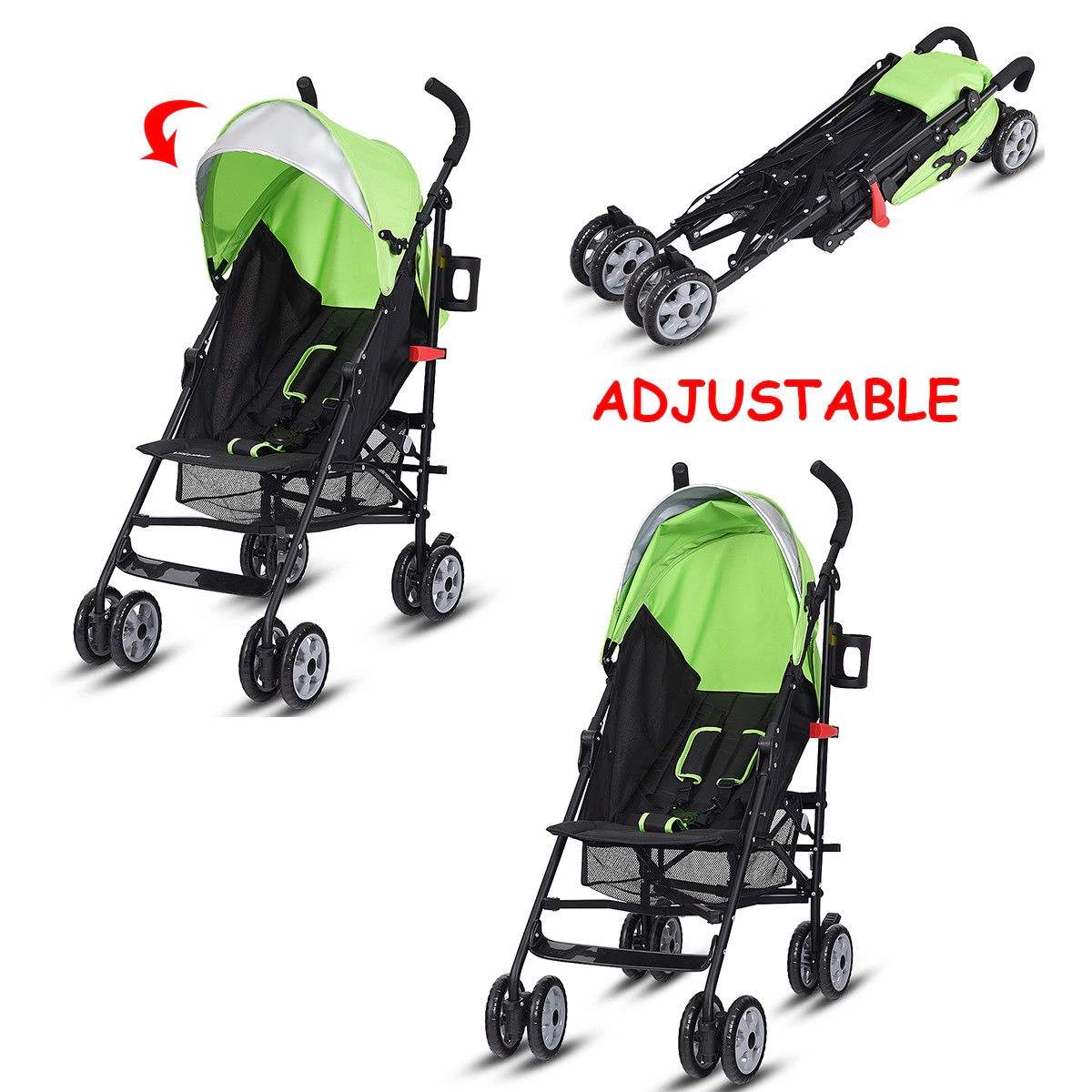 SUGIFT Baby Green Folding Umbrella Stroller with Storage Basket 26-in W 20-in D 43.5-in H 33-lb Seat Capacity