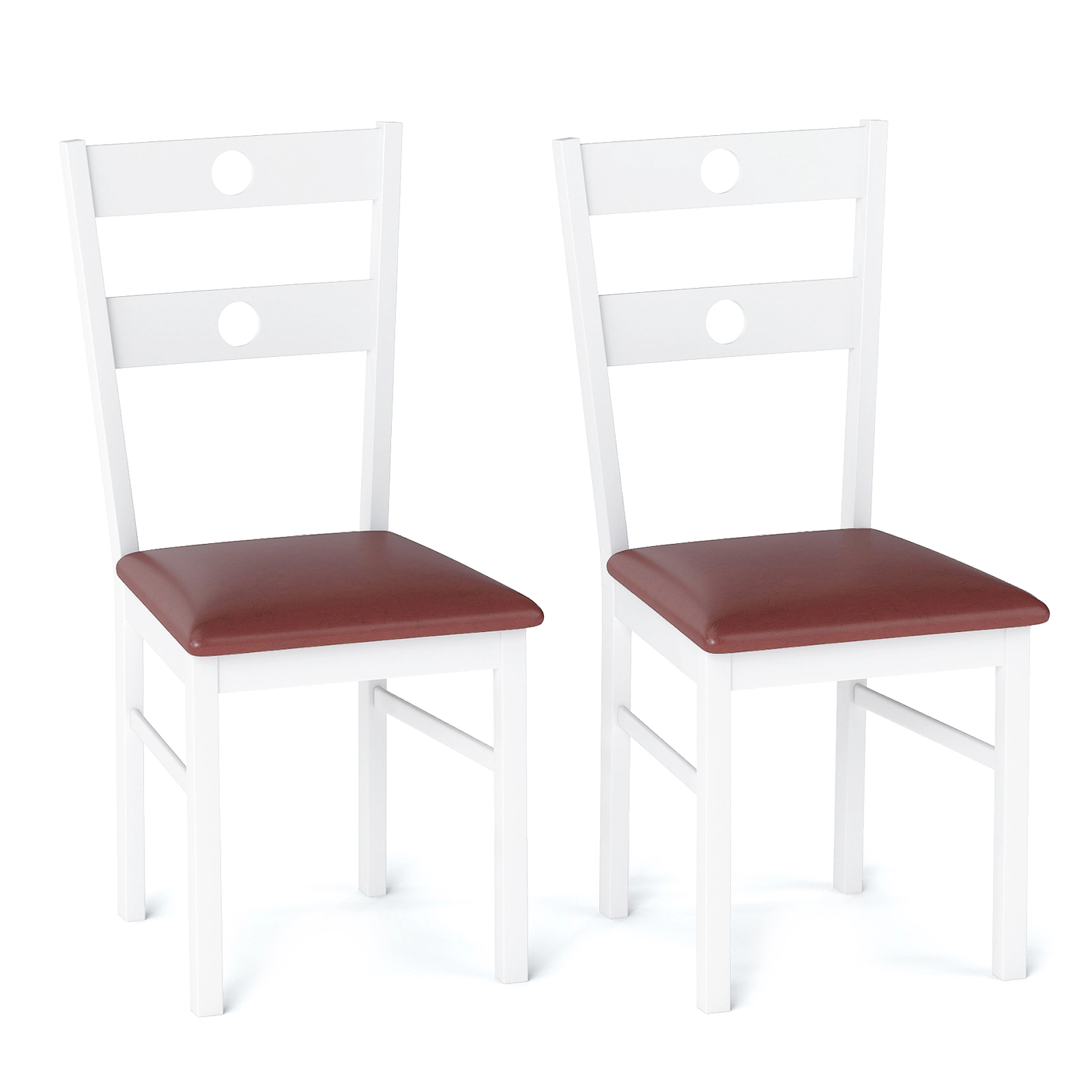 SUGIFT Hollowed Backrest and PU Leather Seat 330-lb Set of 2 Wooden Dining Chairs