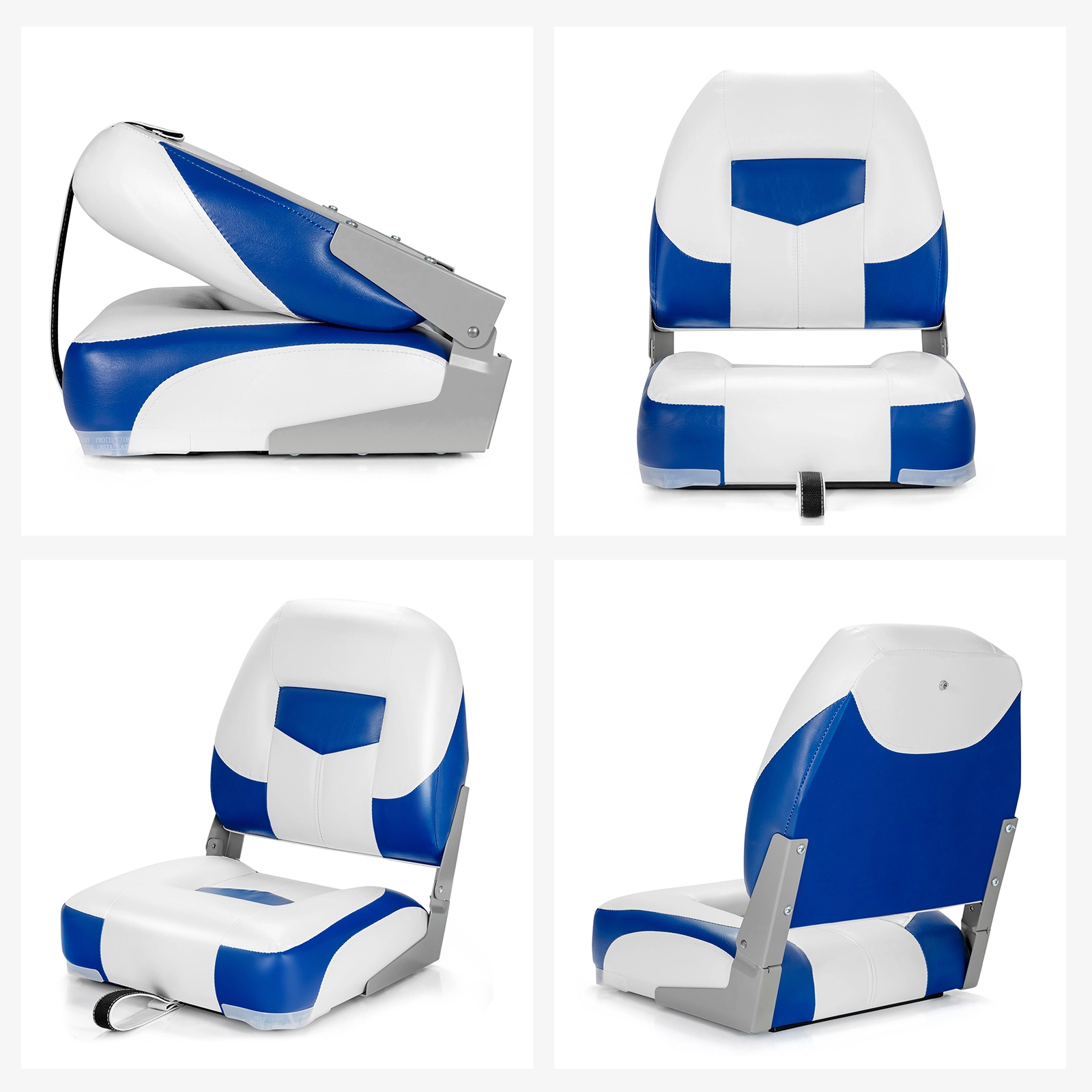 SUGIFT Set of 2 Blue Folding Boat Seats with Curved Backrests 19.5-in W 16.5-in D 20.5-in H 250-lb Chair Capacity