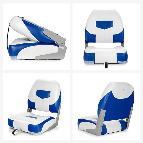 SUGIFT Set of 2 Blue Folding Boat Seats with Curved Backrests 19.5-in W 16.5-in D 20.5-in H 250-lb Chair Capacity
