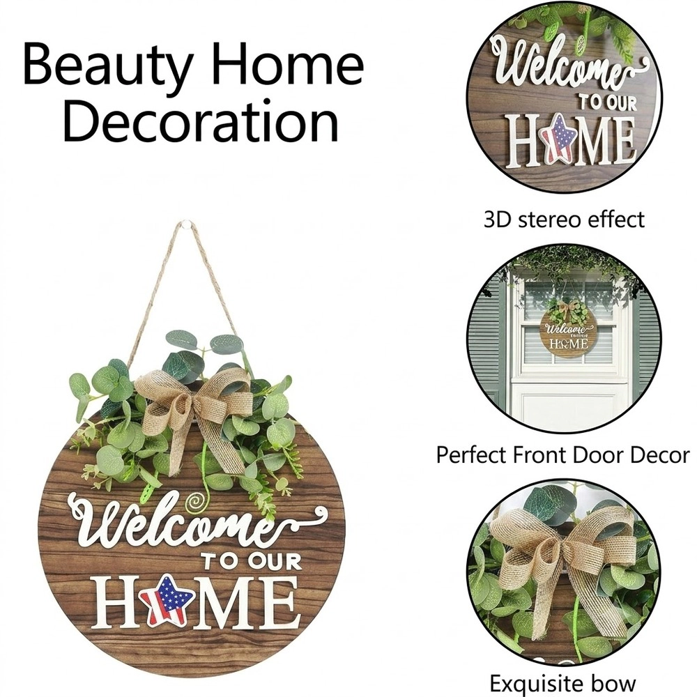 Novsight Trading Unisex Interchangeable Welcome Sign Front Door Wreath