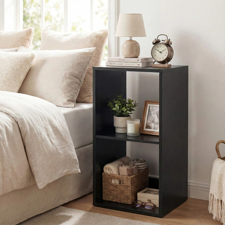 Hivvago 2 Cube Bookshelf with Back Guardrail for Living Room Bedroom