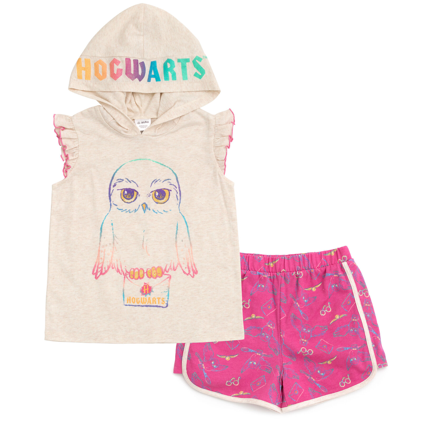 Harry Potter Hedwig Girls' Cosplay Sleeveless Hooded Tank and Shorts Set