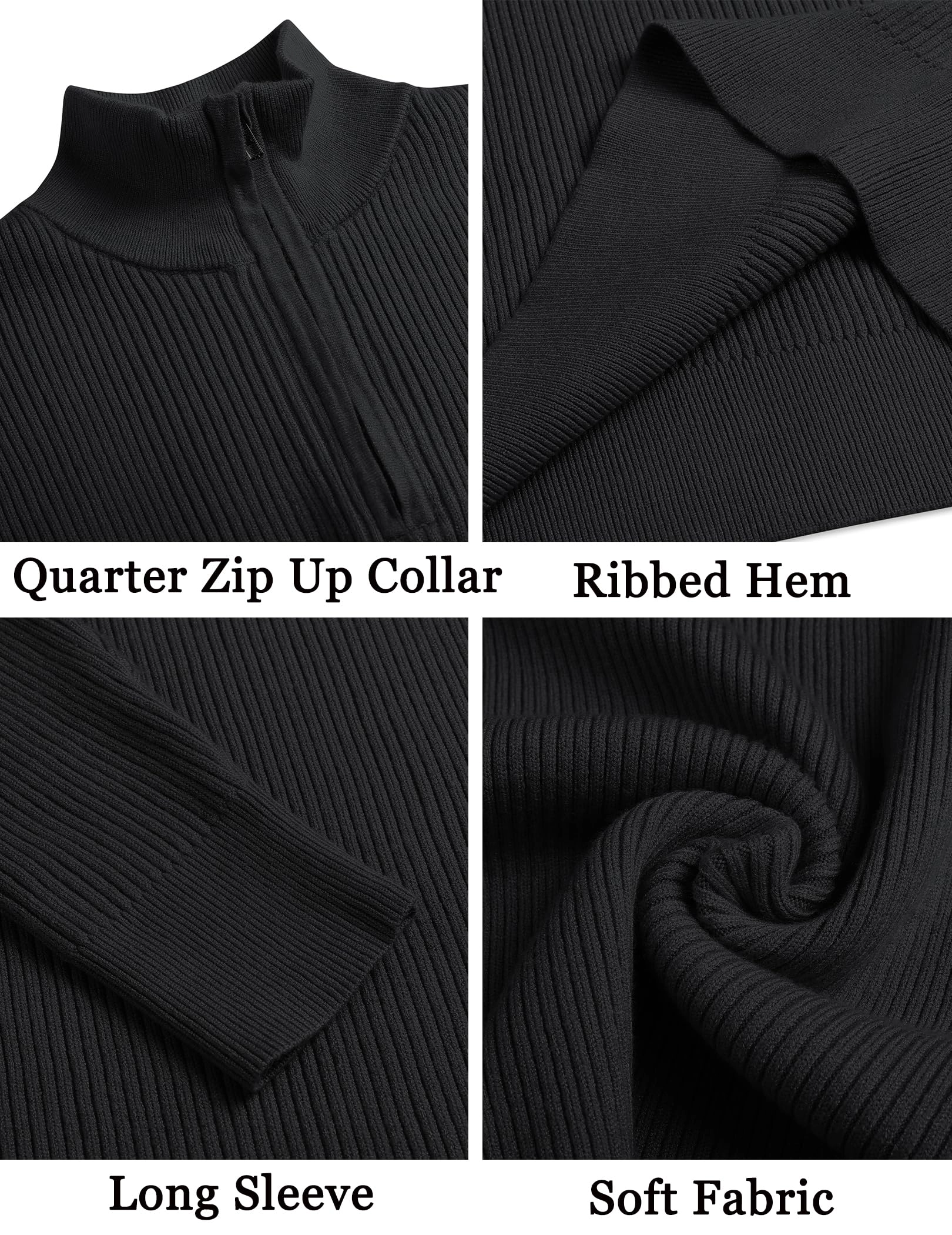 COOFANDY Men's Regular Fit Mock Neck Quarter Zip Pullover Sweater