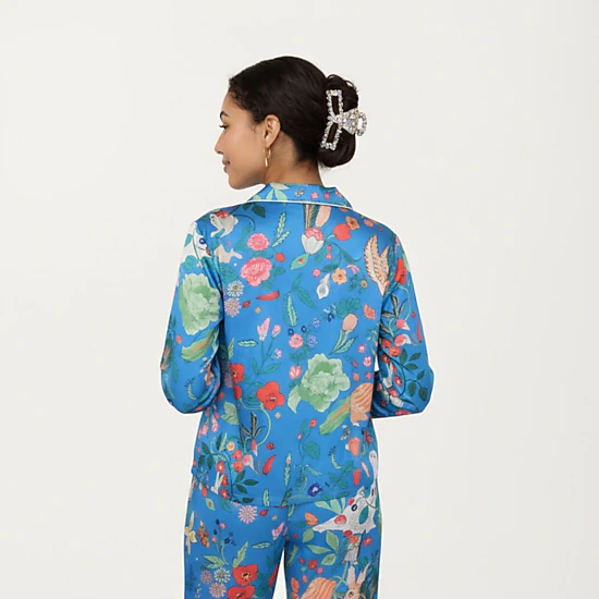 Anna-Kaci Women's 2-Piece Long Sleeve Button Front Pajama Set with Botanical Animal Print and Soft Silky Fabric