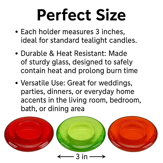 Home Collection Set of 3 Glass Tealight Candle Holders Colored Votive Candle Decor