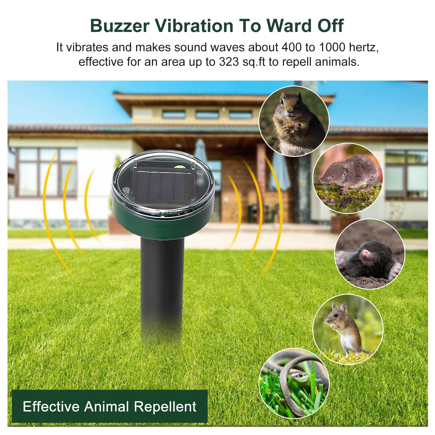 GBruno 4-Pc Solar Mole Repeller Stake