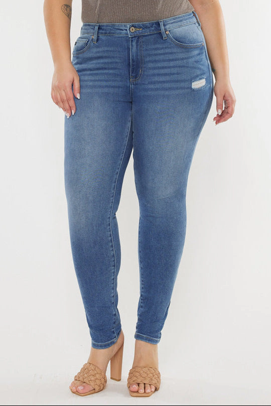 Kancan Women's Plus High Rise Super Skinny Jeans Storm