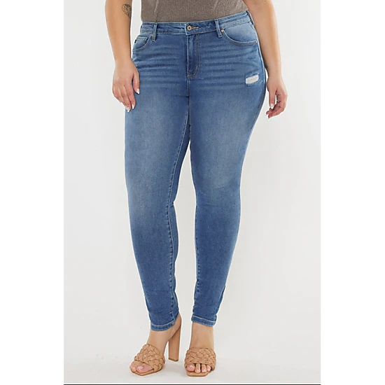 Kancan Women's Plus Size High Rise Super Skinny Jeans Storm