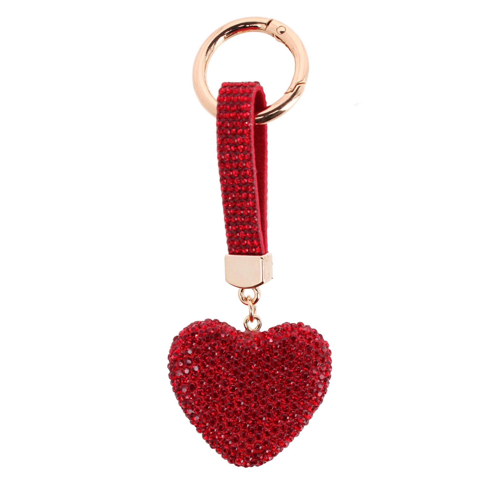CTM Women's Rhinestone Heart Bag Charm