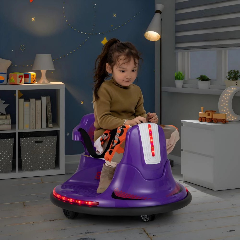 SUGIFT 12V Kids Ride On Bumper Car with Remote Control 66-lb Capacity Ages 37-95 Months Purple