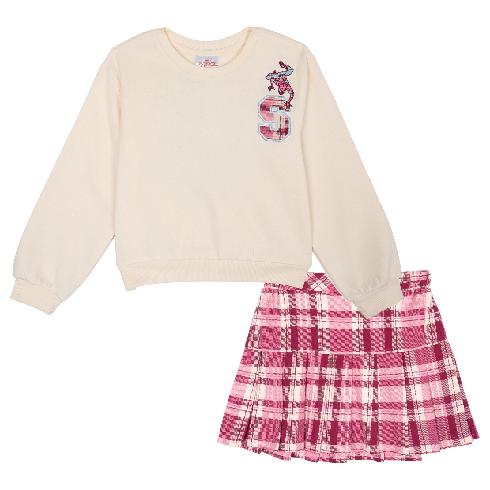 Marvel Spider-Man Girls' Fleece Sweatshirt and Pleated Skirt Set
