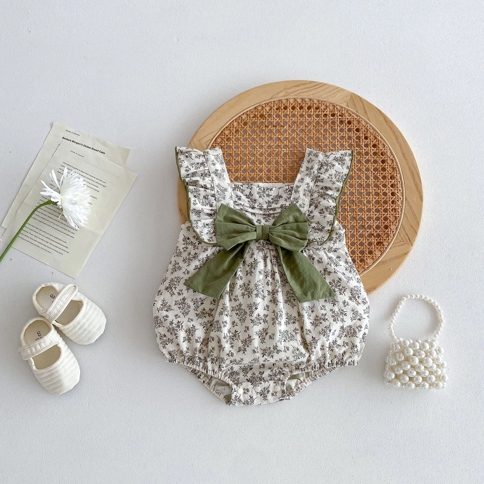 MyKids-USA Summer Hot Selling Baby Girls Sleeveless Square Neck Floral Print bodysuit