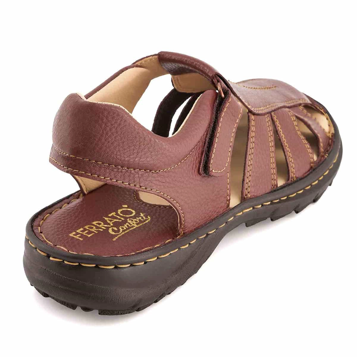 Ferrato Mens Leather Ankle-Strap Sandals
