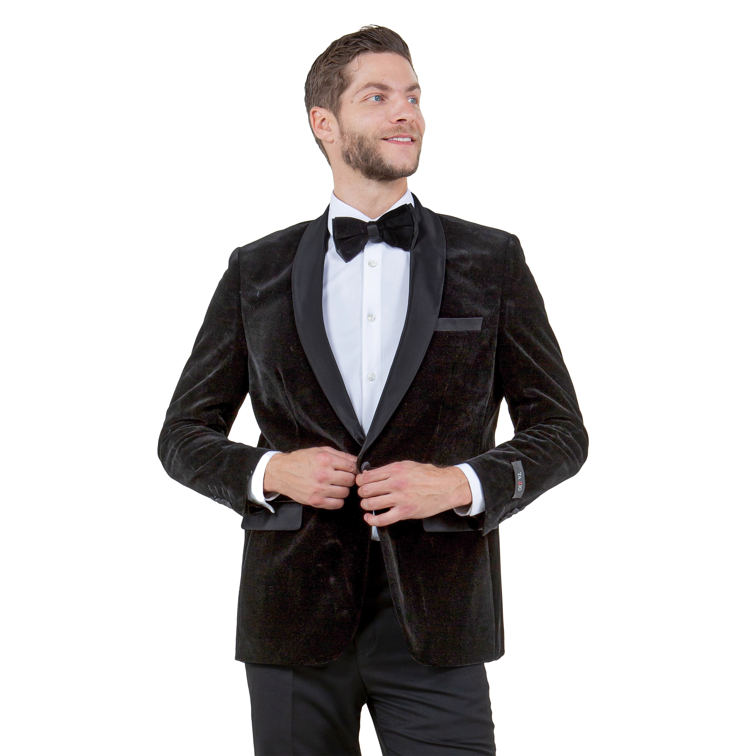 Tazzio Mens Slim Fit Velvet Dinner Jacket with Satin Shawl Collar