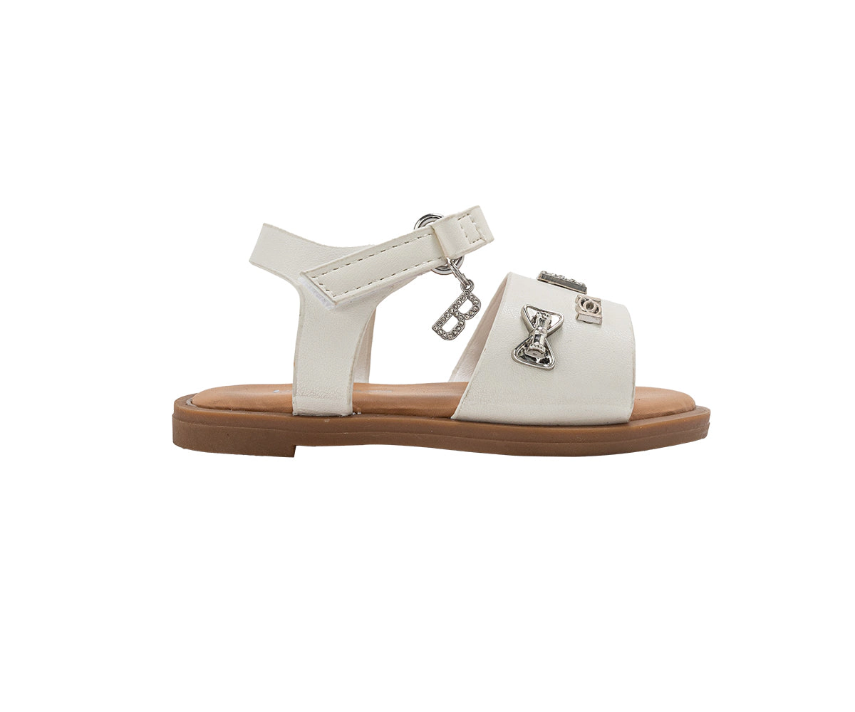 bebe Toddler Girl's’ Fashion Sandals - Dressy Shoes with Decorative Metal Charm