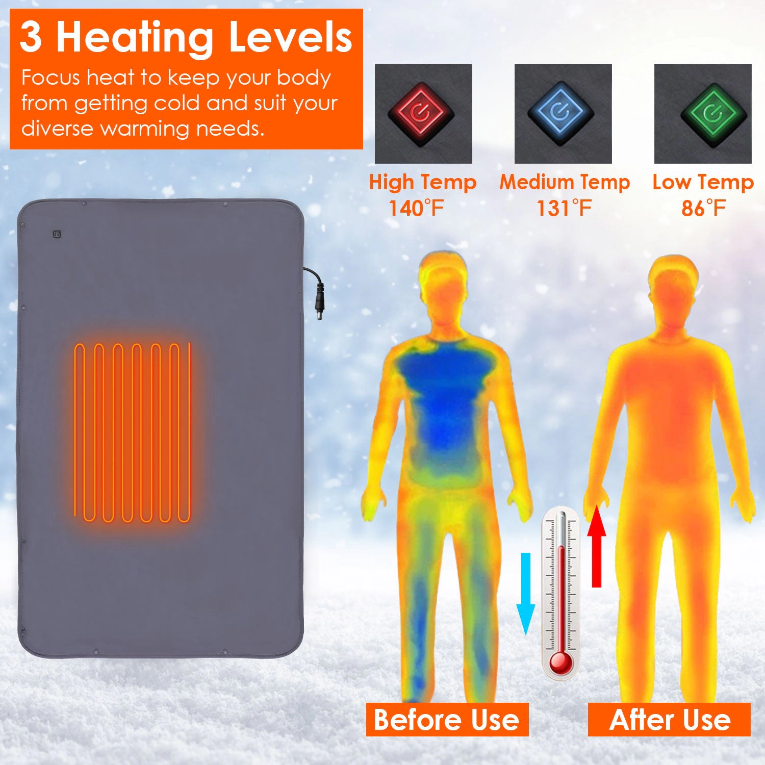 GBruno Waterproof Heated Throw Blanket With Auto-Off