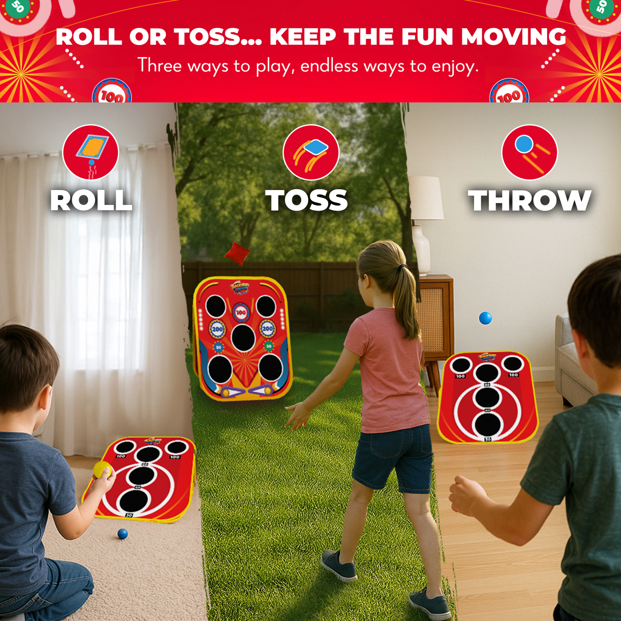 Swooc Games | Backyard Arcade™ | 2-in-1 Bean Bag Toss Game for Kids