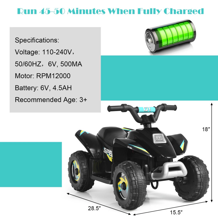 Hivvago 6V Kids Electric ATV 4 Wheels Ride-On Toy