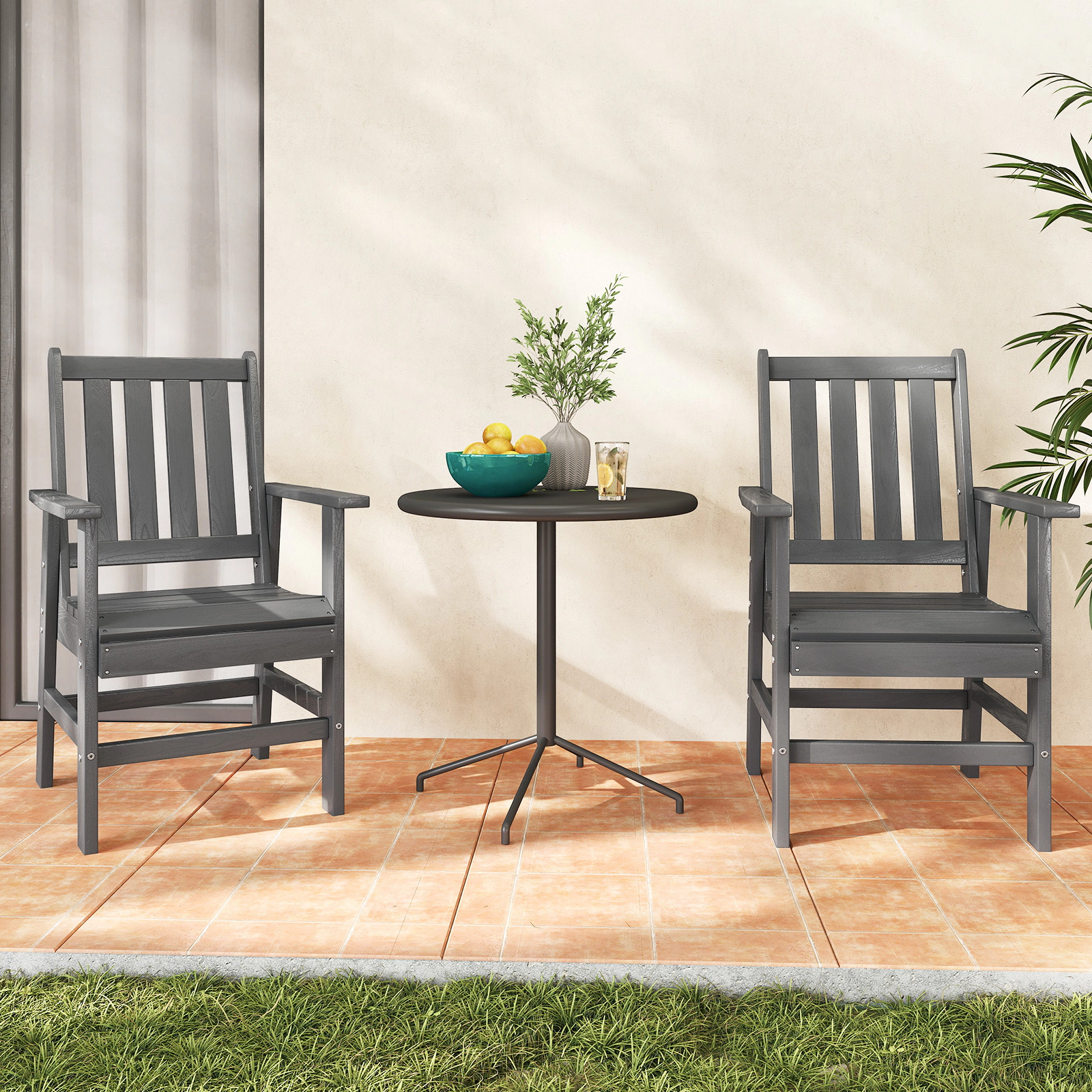 SUGIFT Patio Dining Chairs with Wide Armrests 330-lb Capacity Gray and Black