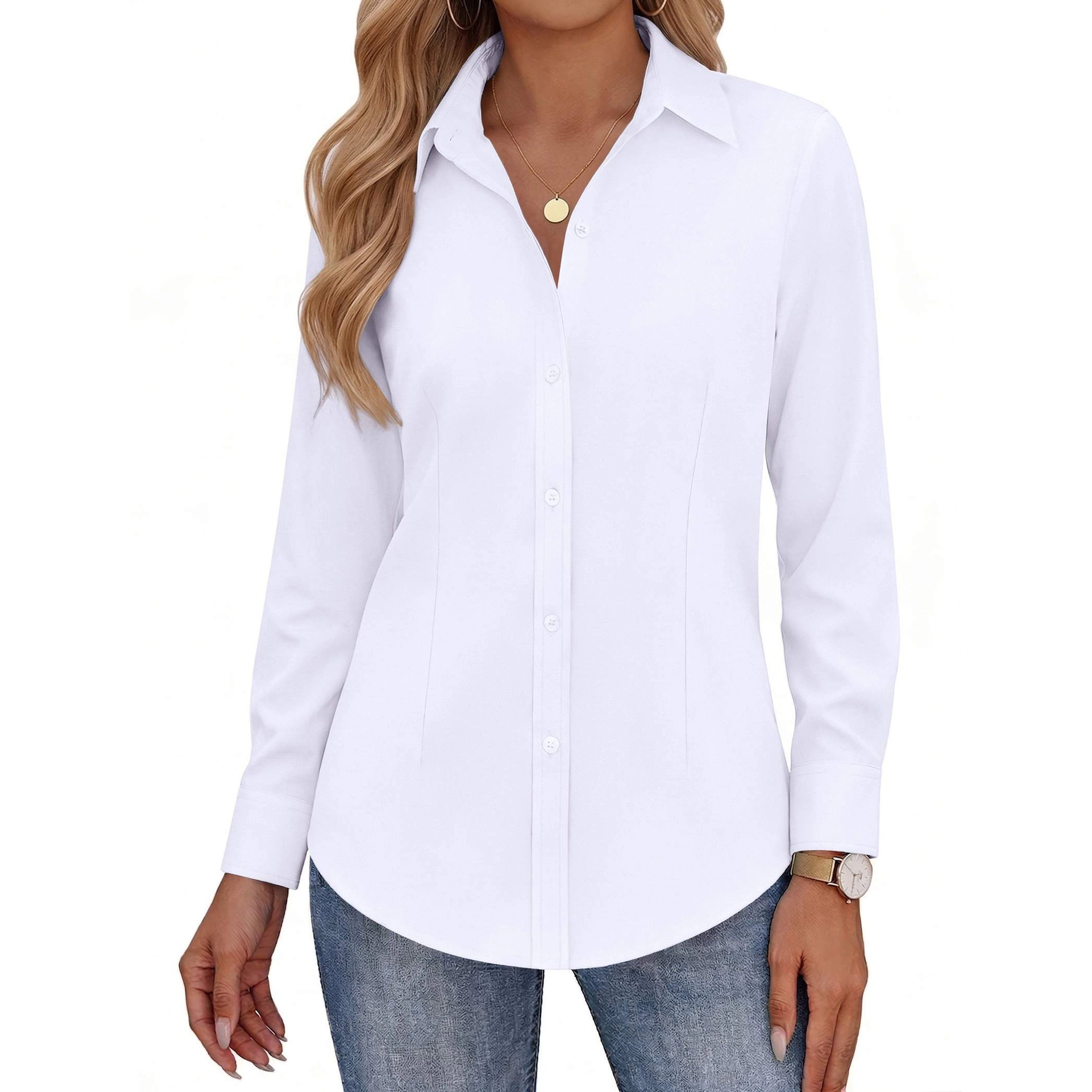 Zeagoo Womens Wrinkle Free Long Sleeve Button Down Shirts Collared Business Casual Blouses