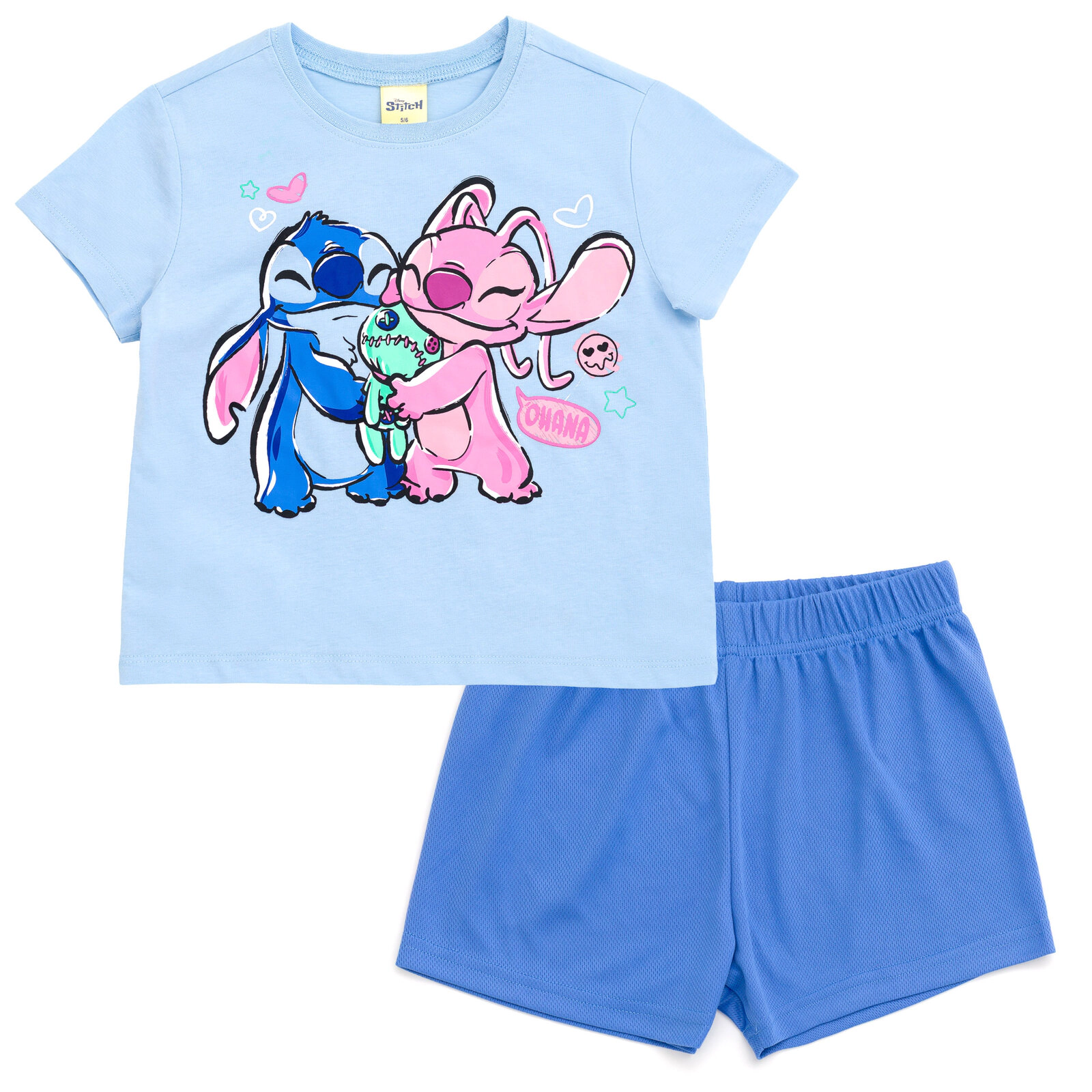 Disney Girls' T-Shirt, Tank Top and Mesh Shorts Set